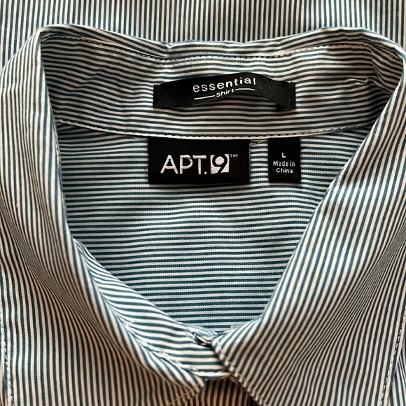 Apt. 9 Blue and white striped blouse with puff sleeves and wide cuffs Lg - Picture 4 of 4